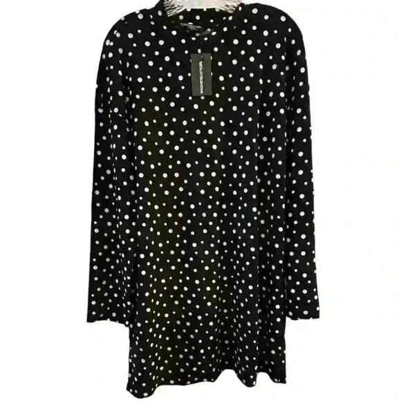 Wednesday's Girl Women's XL Black Polka Dot Knee Length Dress Casual - Picture 1 of 8